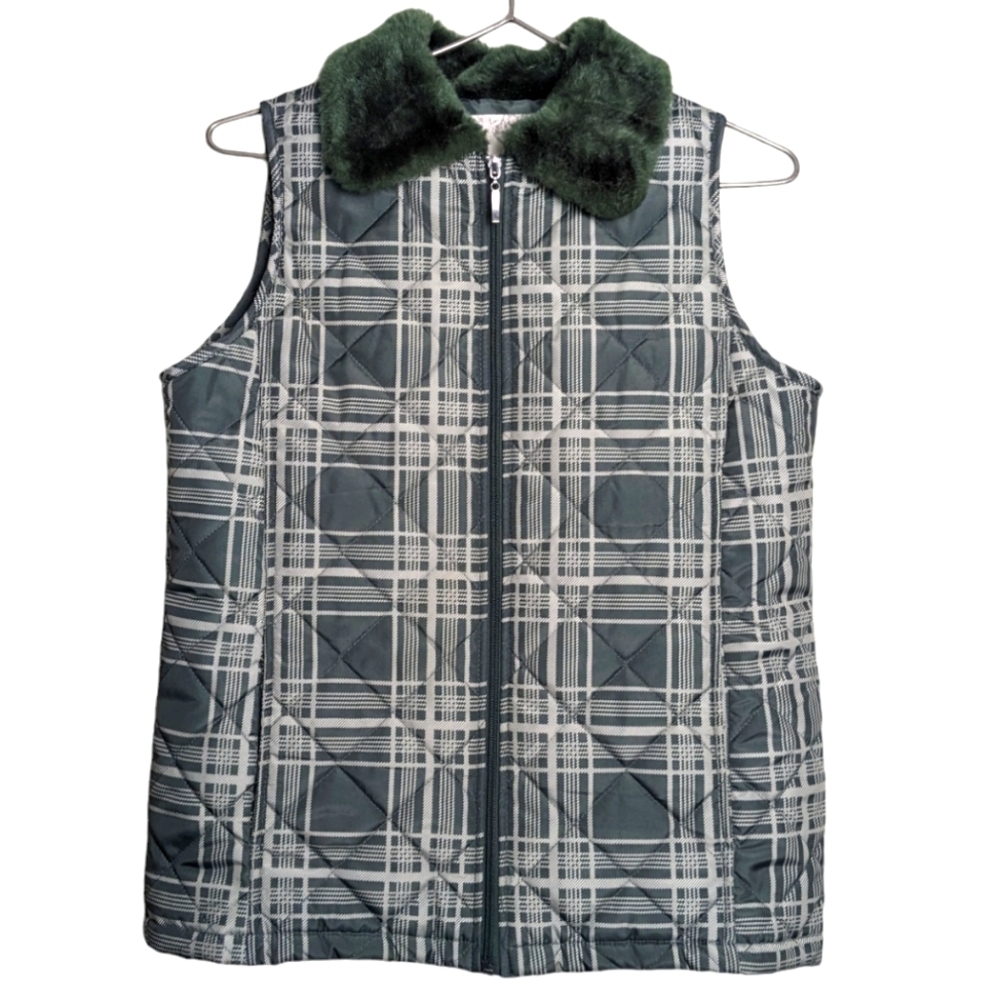 Debbie Morgan Quilted Puffy Puffer Vest Warm Cute Cottage Forest Fall Fun Zipper - Picture 1 of 7